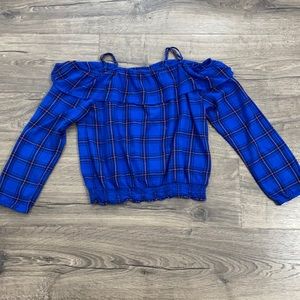 H&M Girls Off the Shoulder Plaid Top
